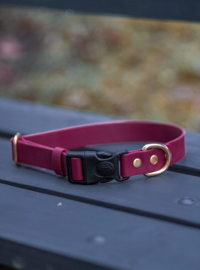 Obroża Na Zatrzask Burgundy Blossom BioThane ®